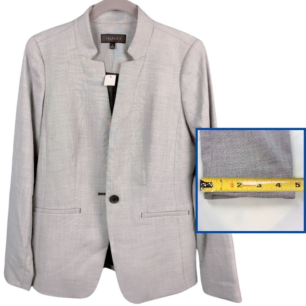 Talbots Women's Light Gray Single Button Stand Co… - image 4